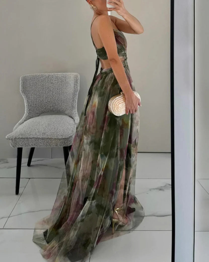 Isabel|™ Encantador vestido largo con estampado floral