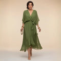 CLAUDIA™ | VESTIDO DE CHIFFON CON ESCOTE EN V