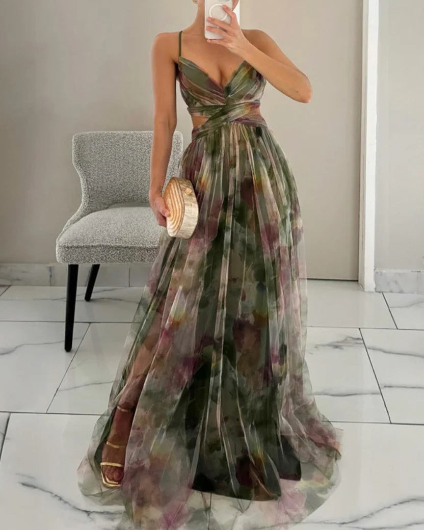 Isabel|™ Encantador vestido largo con estampado floral