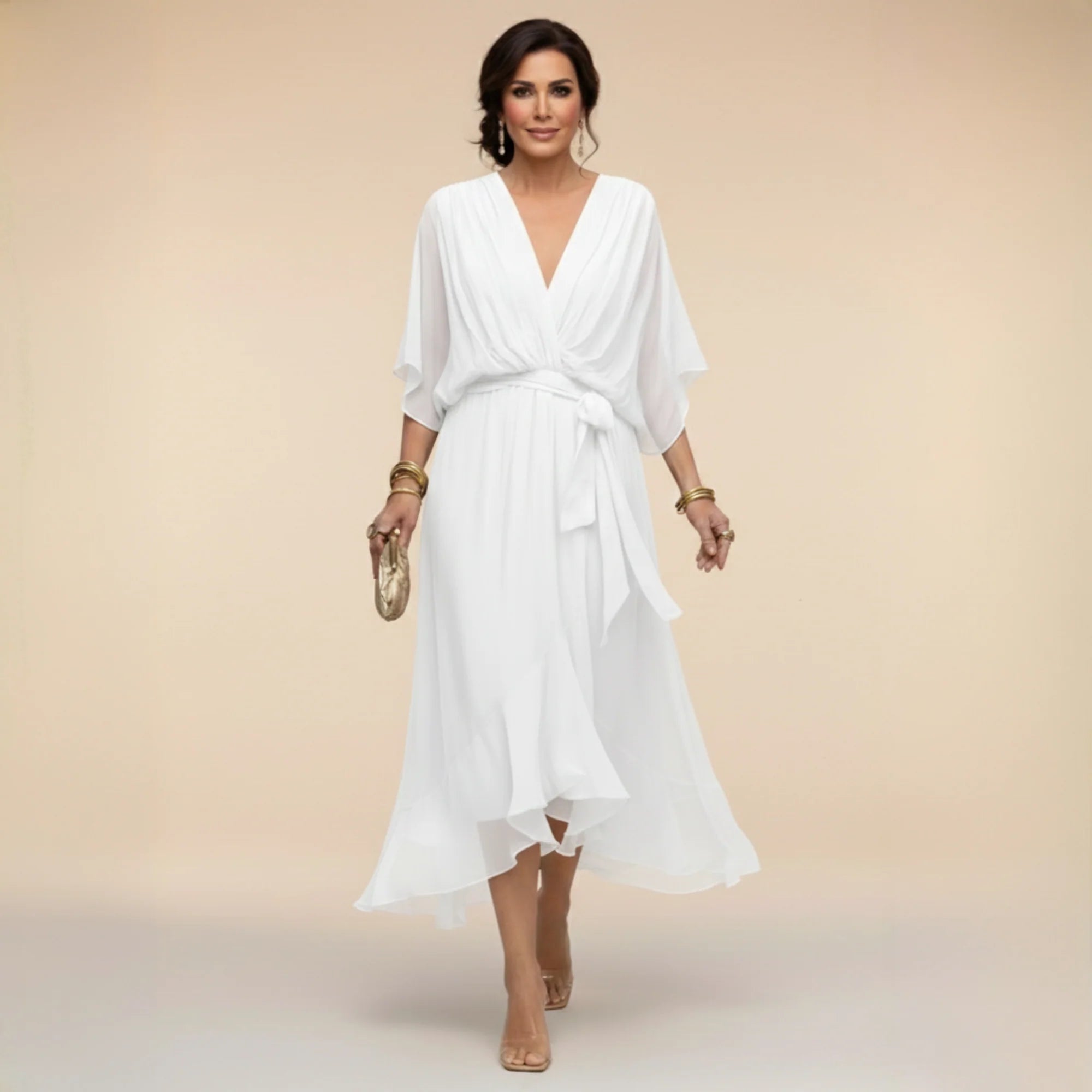 CLAUDIA™ | VESTIDO DE CHIFFON CON ESCOTE EN V