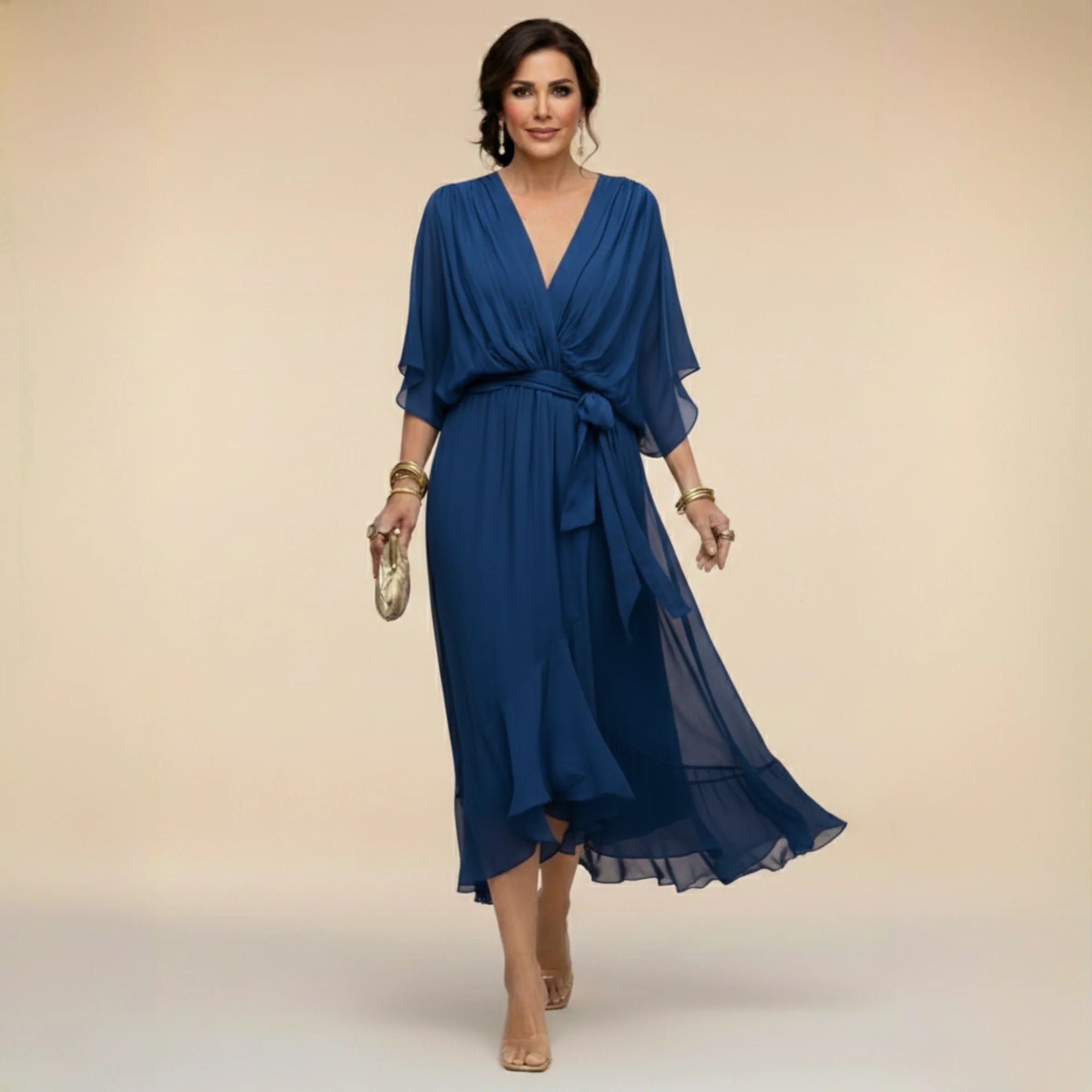 CLAUDIA™ | VESTIDO DE CHIFFON CON ESCOTE EN V