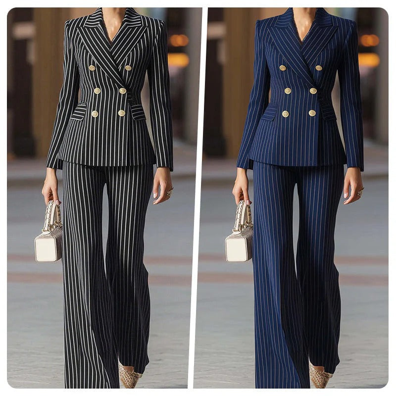 Traje de Pico Doble a Rayas